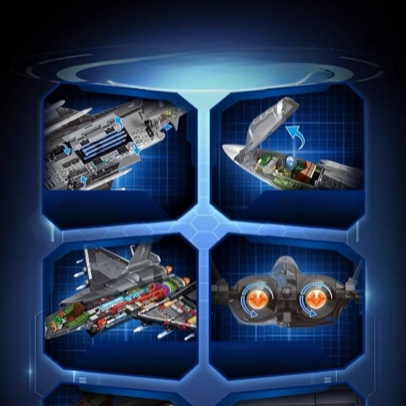 ตัวต่อ SEMBO รุ่น J-35 เครื่องบินรบสตีลธ์ แบบประกอบได้ รุ่นครึ่งตัว มองเห็นมุมมอง ของเล่นเสริมพัฒนาการ ของขวัญวันเกิด