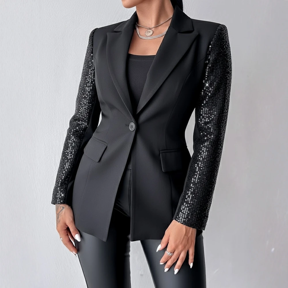 

Women's Loose Long Sleeve Winter Jacket Casual Style Straight Tube Sleeve Suit for Autumn Fashion Trend