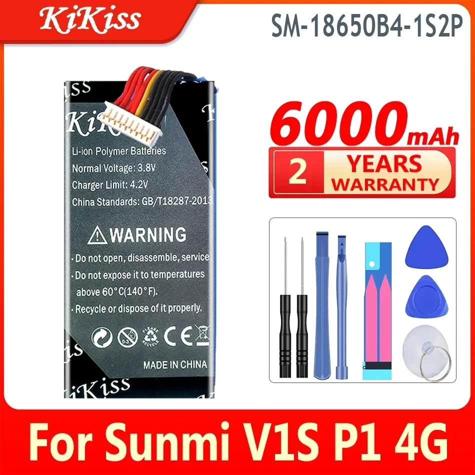 

Аккумулятор KiKiss, 6000 мАч, для Sunmi P1, 4G, WS920, W6900, задний фонарь, 1 дюйм, R19/66-2 V1S