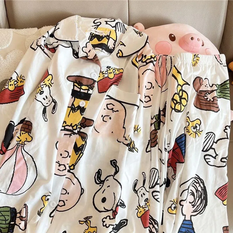 Anime Kawaii Snoopy Pajamas Long Sleeved Pants Cartoon Fashion Casual Relaxed Comfort Homewear Student Christmas Gift for Girl