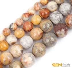 Natural Stone Yellow Crazy Lace Agates Round Beads For Jewelry Making Strand 15 inch DIY Bracelet Necklace Jewelry Bead 6mm 8mm