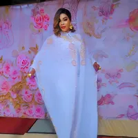 Ensemble deux pièces de luxe en mousseline, robe africaine ample pour femme, robe à strass grande taille pour femme, robe Bubu africaine 2