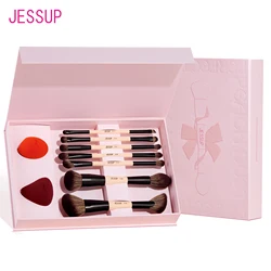 Jessup Makeup Brushes Set with Makeup Sponge, 3/7pcs Double Sided Makeup Brush Foundation Blush Eyeshadow with Gift Box