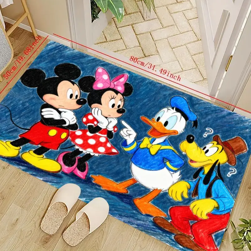 

1 шт. напольный коврик с Микки и Минни Дональдом Плутом из мультфильма, коврик для детской комнаты с ярким эскизом, мягкий нескользящий моющийся ковер для Liv