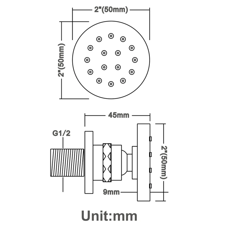 Round Shower Body Jet Sparyer Massage Spa Rain Showerhead Side Wall Mount Shower Head Sprayer, Chrome, 4PCS