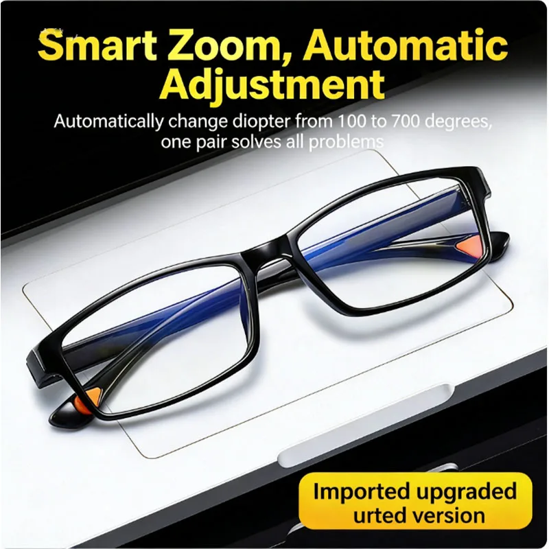 Auto-Adjusting Power Smart Reading Glasses, Ultra-Light High Definition Anti-Blue Light Eyewear for Daily Use