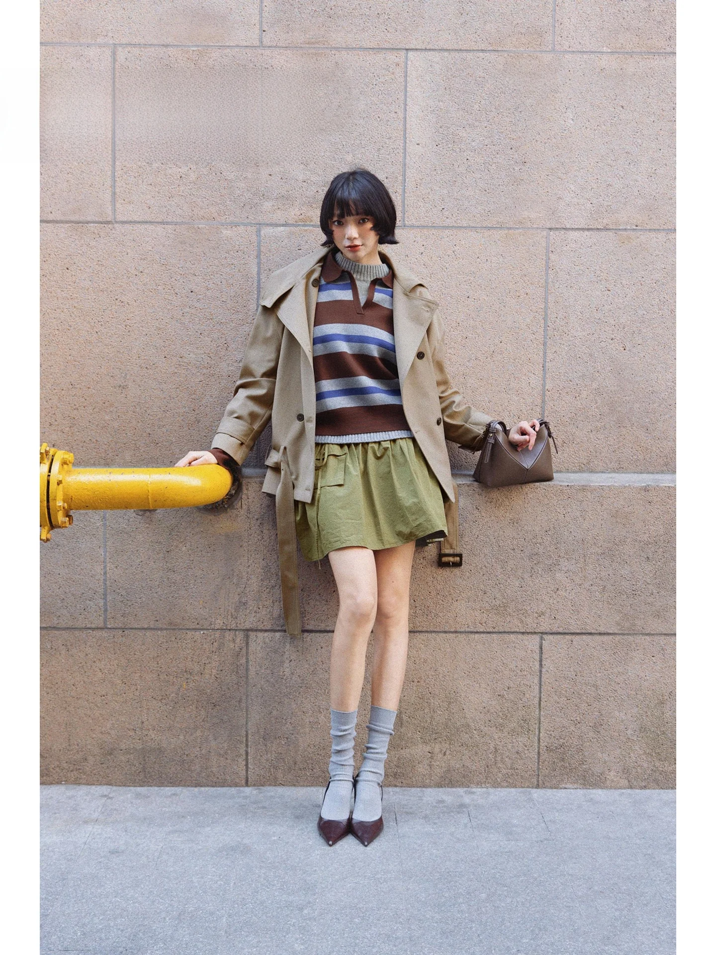 

Summer 2026 Women's Knitted Long Sve irt Stripes Casual Loose Fit Classic American Retro College Sle Design Sense