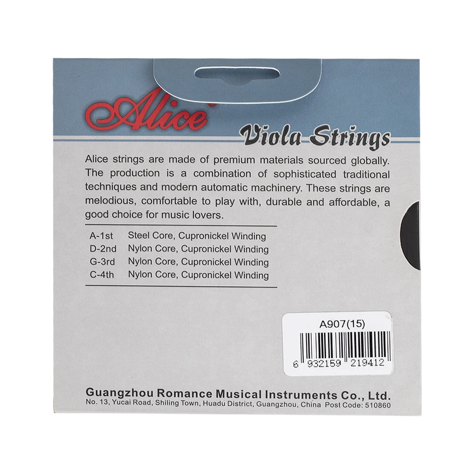 Alice A907 Viola Strings A/D/G/C Full Set Nylon Core Cupronickel Winding For 16\