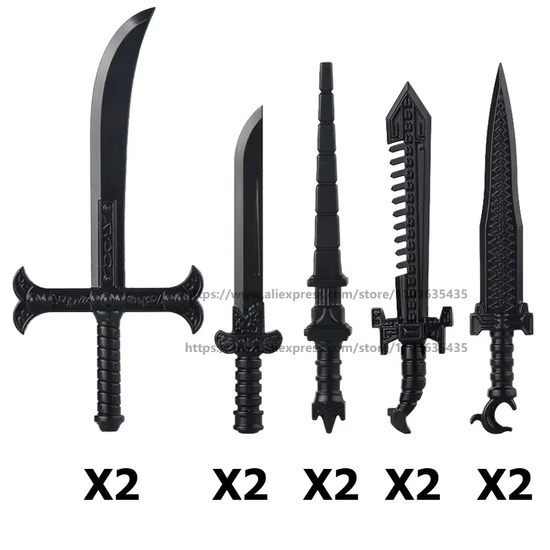 MOC Medieval Figures Accessories Building Blocks King Soldier Bicolour Shield Trident Axe Spear Bow Arrow Anime Series Brick Toy