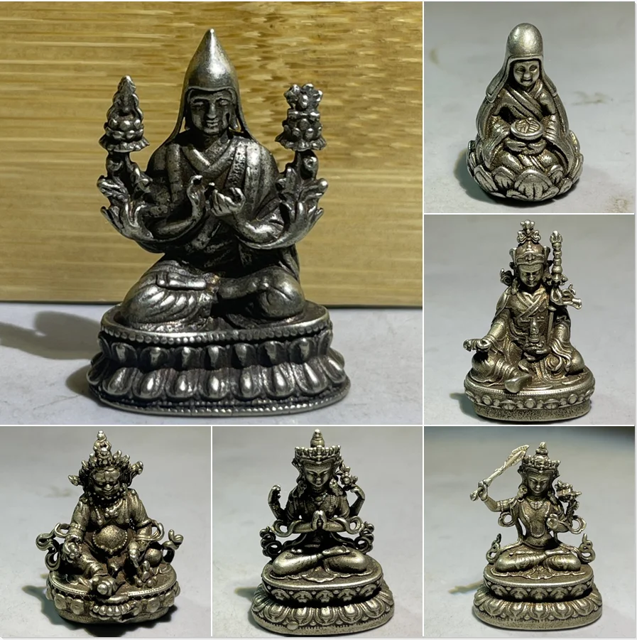 

Miniature Buddha Statue Tibetan Avalokitesvara Bodhisattva Huang Caishen Statue Handmade Retro Feng Shui Home Desktop Decoration