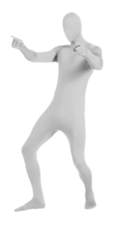 Halloween Ninja Invisible Man Skin Tight Jumpsuit Costume Full Body Invisible Suit for Masquerade Theme Party Stage Performance