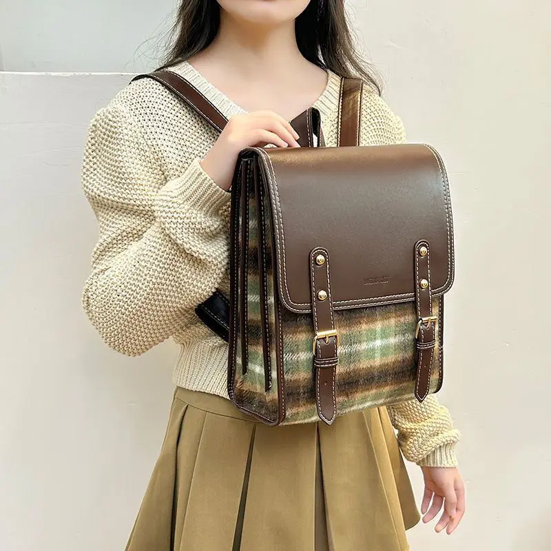 

JIAERDI Ретро клетчатый рюкзак женский лоскутный большой вместительный квадратный студенческий рюкзак женский премиум-класса в академическом стиле Mochilas Mujer