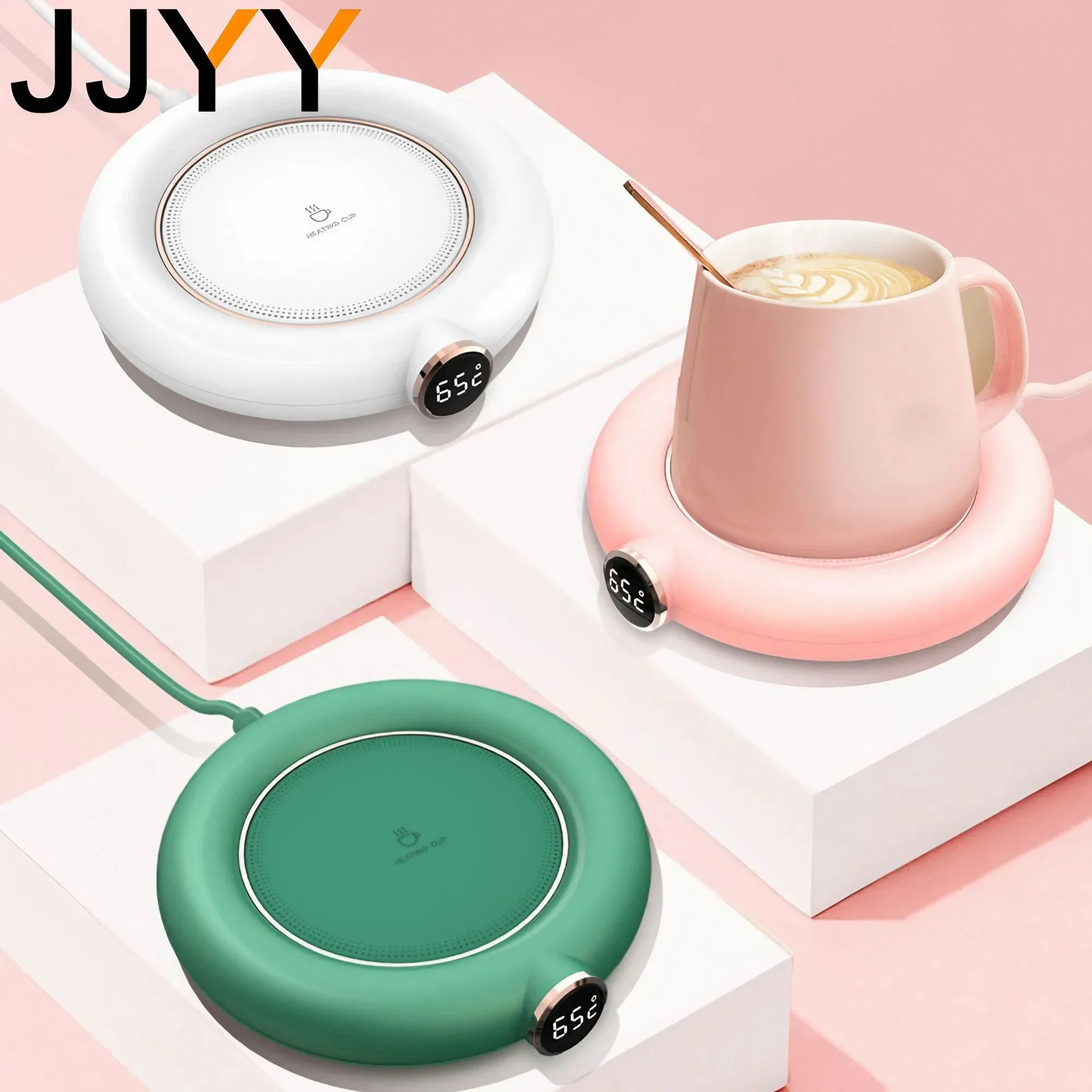 JJYY USB Coffee Cup Warm Heating Pad DC 5V Constant Temperature Coaster 3 Gear Digital Display Adjustment Timing Heater