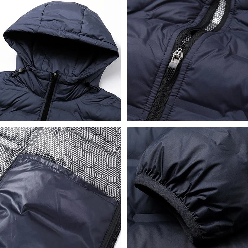 Men Down Jacket Warm Thick Hooded Jacket Coat Winter Mens Lightweight Casual Breathable Slim Coat High Quality Down Jacket Male