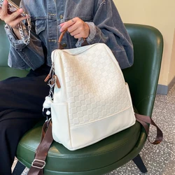 Simple Designer Backpack for Women Shoulder Bag White Real Leather Mochila Mujer Large Capacity Anti Theft Female Bagpack