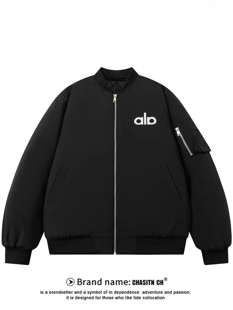 

Мужская хлопковая куртка в американском стиле, зимняя, свободного кроя, с вышивкой букв, утепленная, повседневная, модная, с длинными рукавами, на молнии