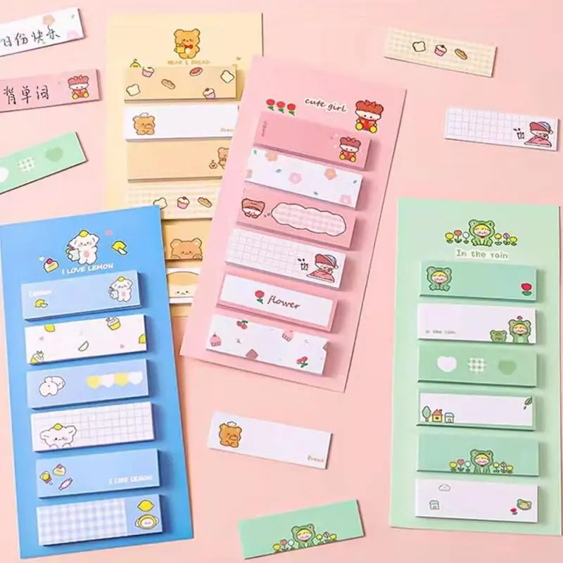 Kawaii Animais Sticky Note Notepad, Bonito Memo Pad, Escritório e Material Escolar, Planejador de Papelaria, Adesivo