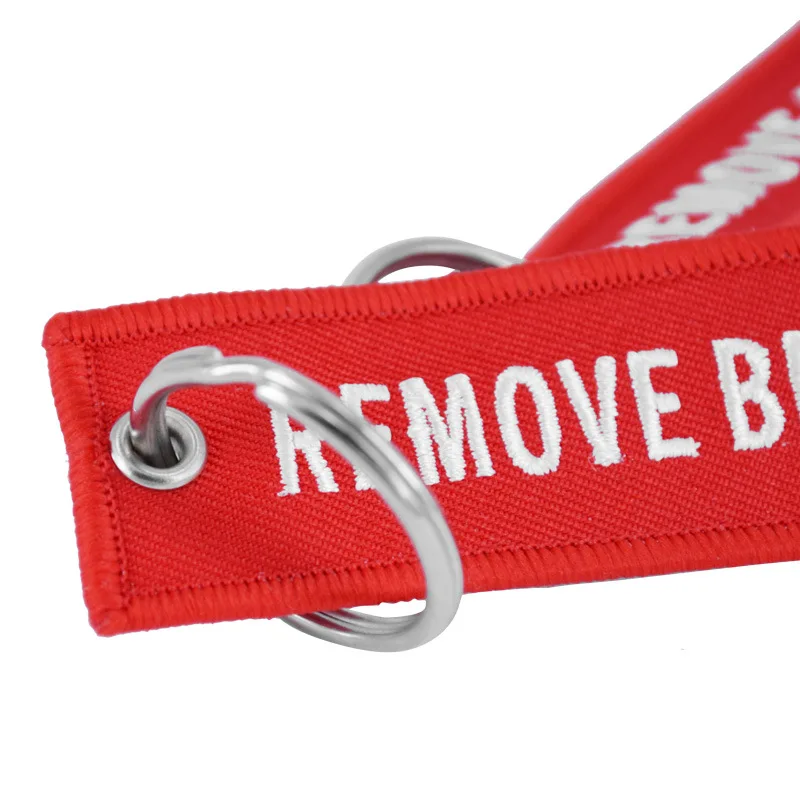 Remove Before Flight Woven Key Ring Special Luggage Tag Label Red Chain Keychain For Aviation Gifts OEM Keychain Fashion Jewelry