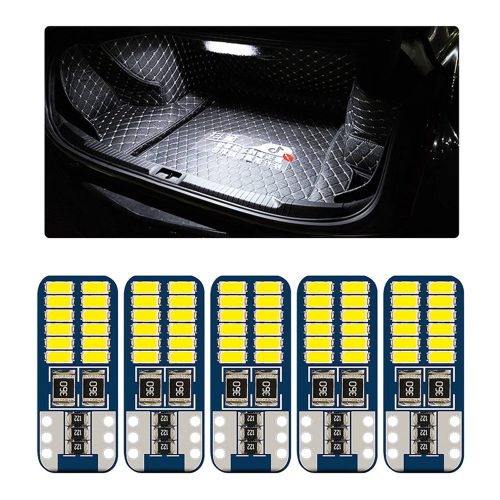 300Pcs Led Tail Light  T10 3014 24 SMD W5W 168 192 High Quality For Auto Lamp CANBUS NO Error Car Marker Parking Bulb DC 12V