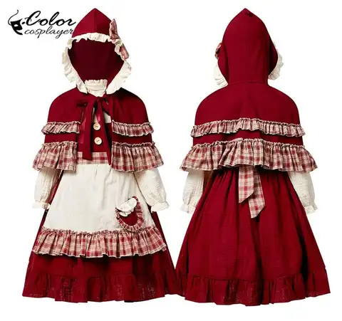 Color Cosplayer Little Red Riding Hood Costume Carnival Cosplay Dress Suit Red Outfit Party Parade Girl New Year's Clothing