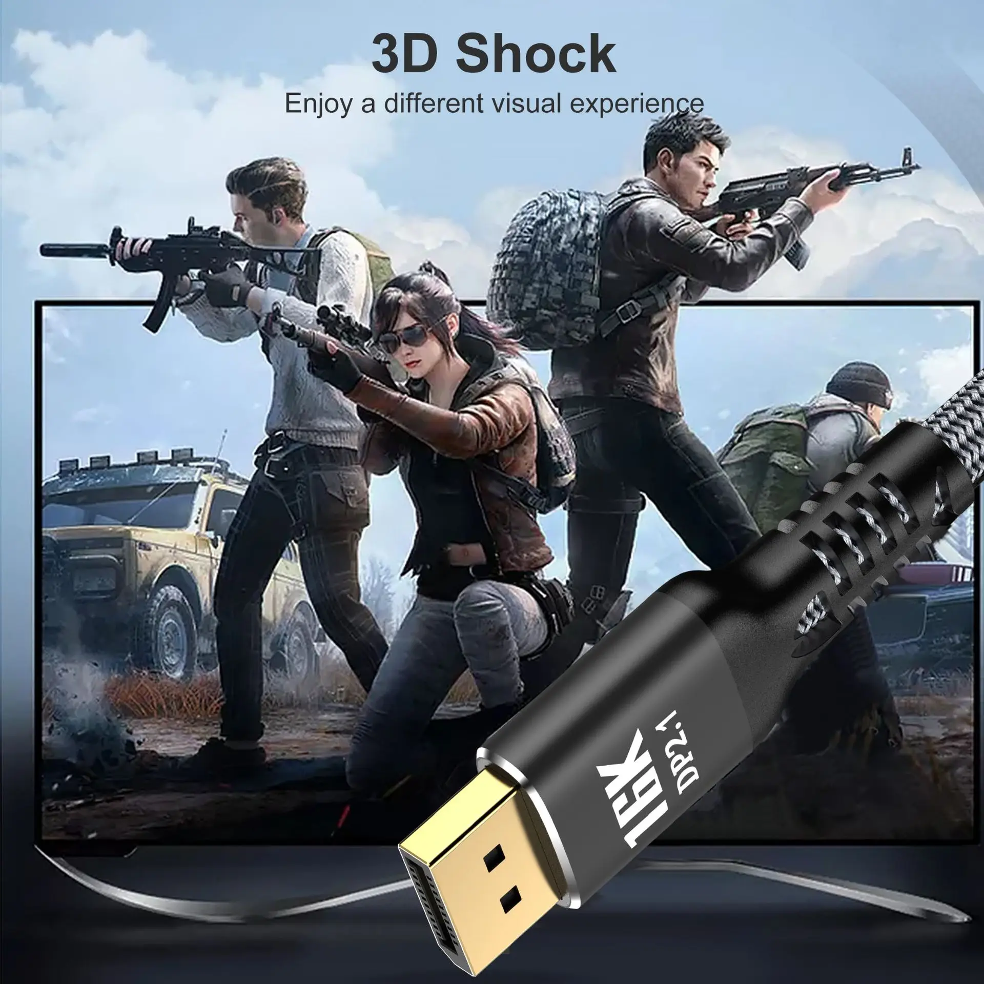 

Видеокабель DisplayPort 2.1 16K@30 Гц/10K@60 Гц Ultra-HD — высокоскоростной игровой монитор для ПК и профессионального игрового дисплея