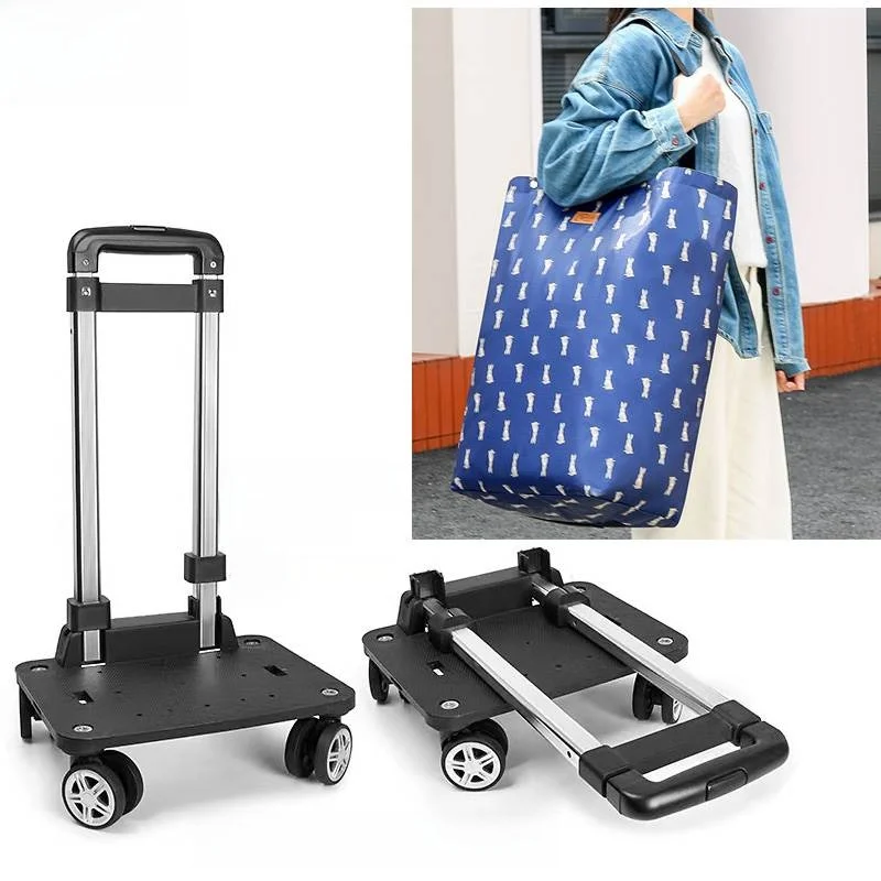 

Portable Foldable Large op Cart with Four-Wheel Steering for ceries And Travel Detachable Durable op Trolley