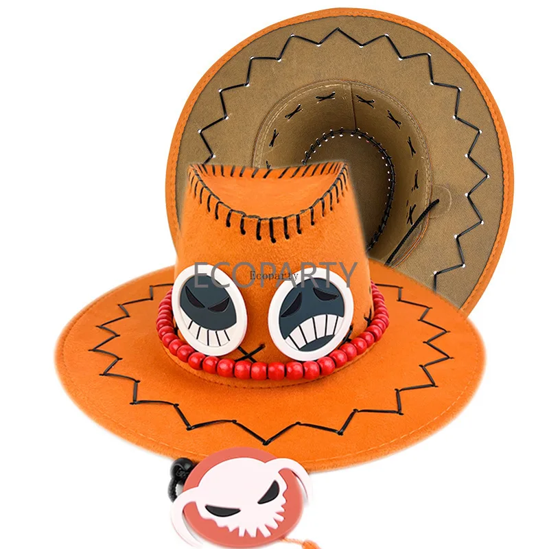 Sombrero de Jazz de vaquero occidental de una pieza para hombre, periferales de animación de Festival divertido de Halloween, Cosplay de puño de fuego, Ace, tendencia