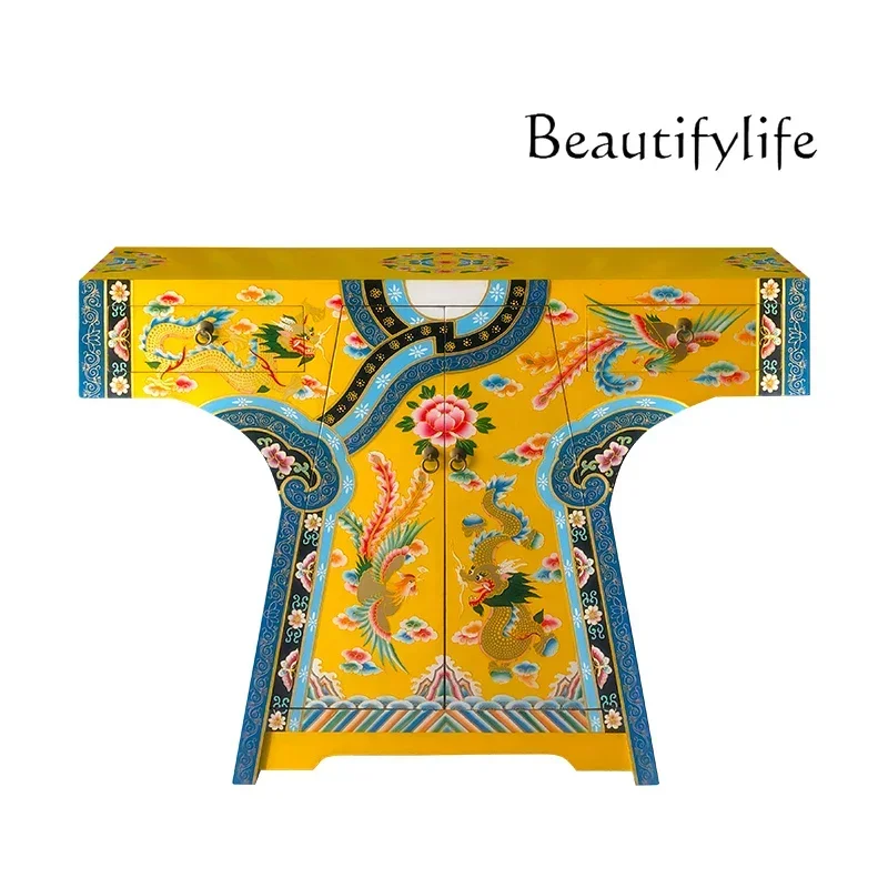 

Entrance cabinet New Chinese-style Tibetan living room Bedroom partition Painted storage cabinet Wine cabinet Washing table