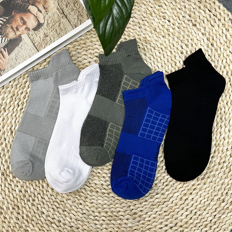 ‌ 3/5/10 paires de chaussettes pour hommes, en coton, solides, à séchage rapide, anti-odeur, en maille, respirantes, pour la course à pied, l'athlétisme, la remise en forme, chaussettes courtes