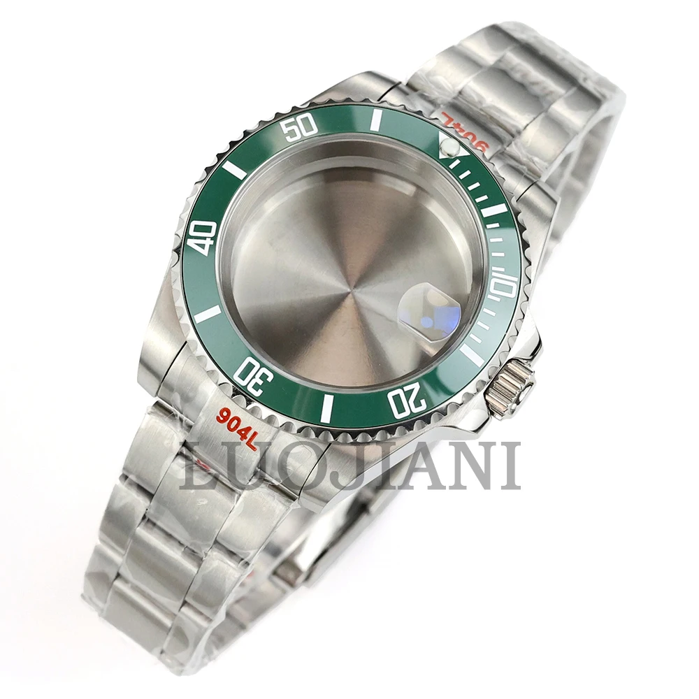 For Submariner Case 40mm NH35 Silver Watch Case Solid Oyster/Jubilee Bracelet Fit NH34 NH35 NH36 NH38 Movement 28.5mm Dial image 3