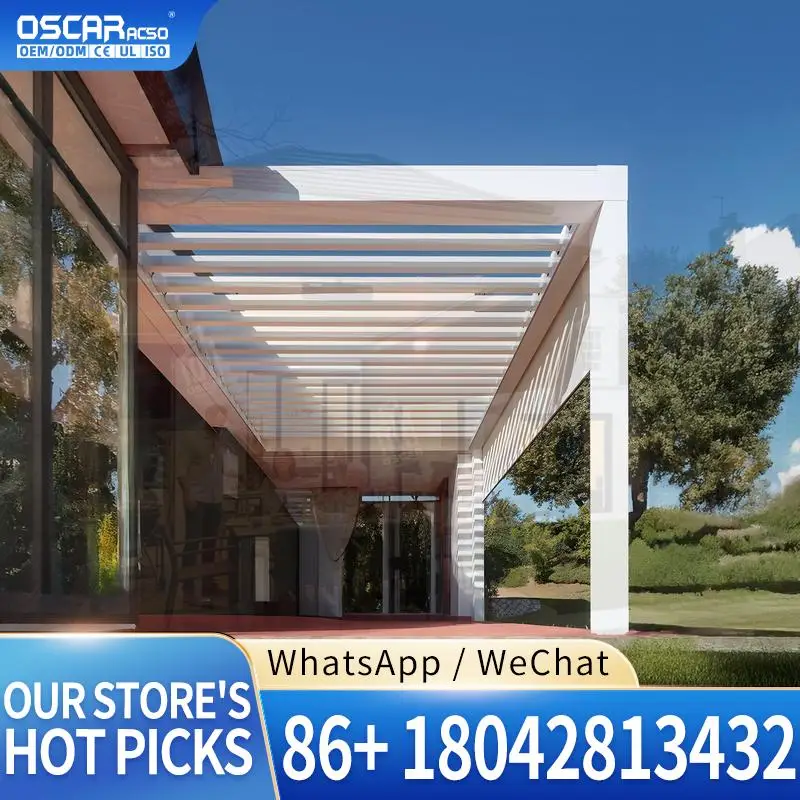 Outdoor Motorized Opening Roof Pergola 3x4 Meter Covers Designs With Fencing for Garden Patio Backyard pergola view 2