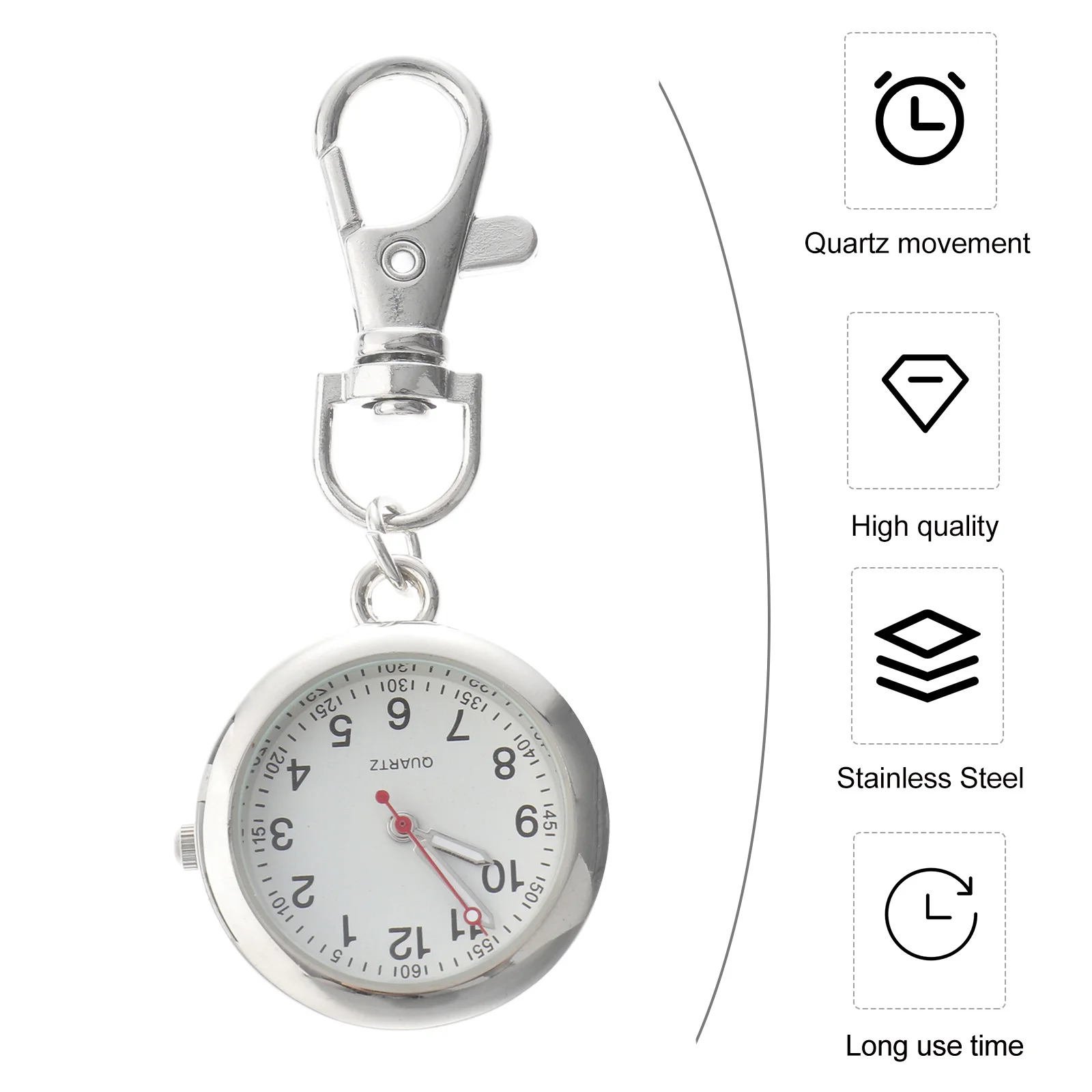 

1Pcs Nursing Pocket Watch Simple Metal Quartz Watch Pendant Hospital Worker Gift Pocket Keychain Pendant Decorative Timepiece