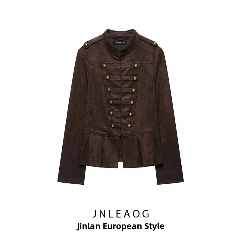 JNLEAOG Fashionable Nine-Point Button Coat Short Skirt Style Women's Outerwear Autumn New Arrival Polyester Standard Fit