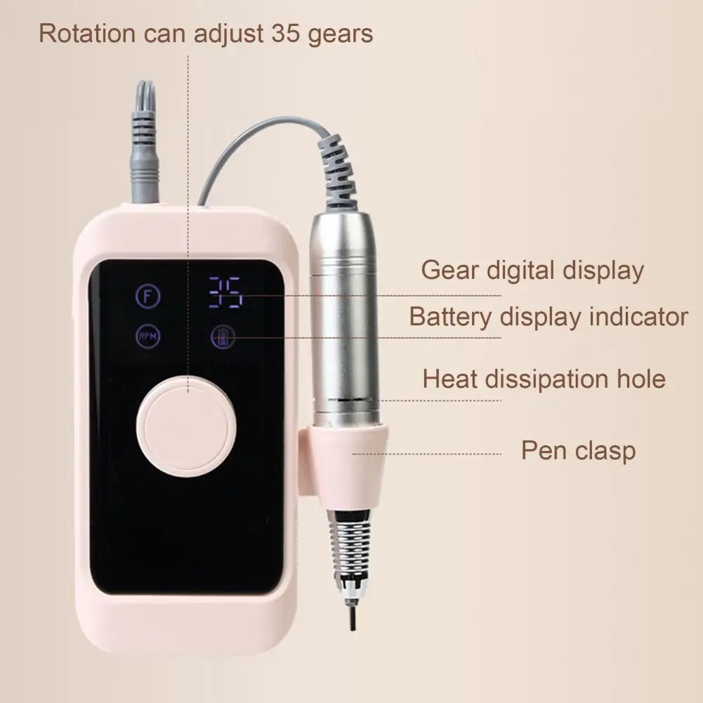 1 Set 35000RPM Electric Nail Drill Machine Rechargeable For Manicure Acrylic Nails Removal Polishing Nail Art Salon Tools