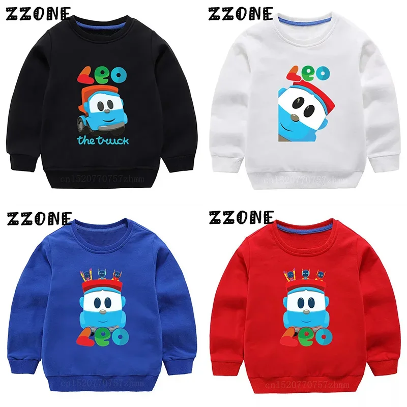 Kids Sweatshirts Leo The Truck Tv Show Cute Cartoon Children Hoodies Baby Pullover Outwear Tops Spring Autumn Girls Boys Clothes