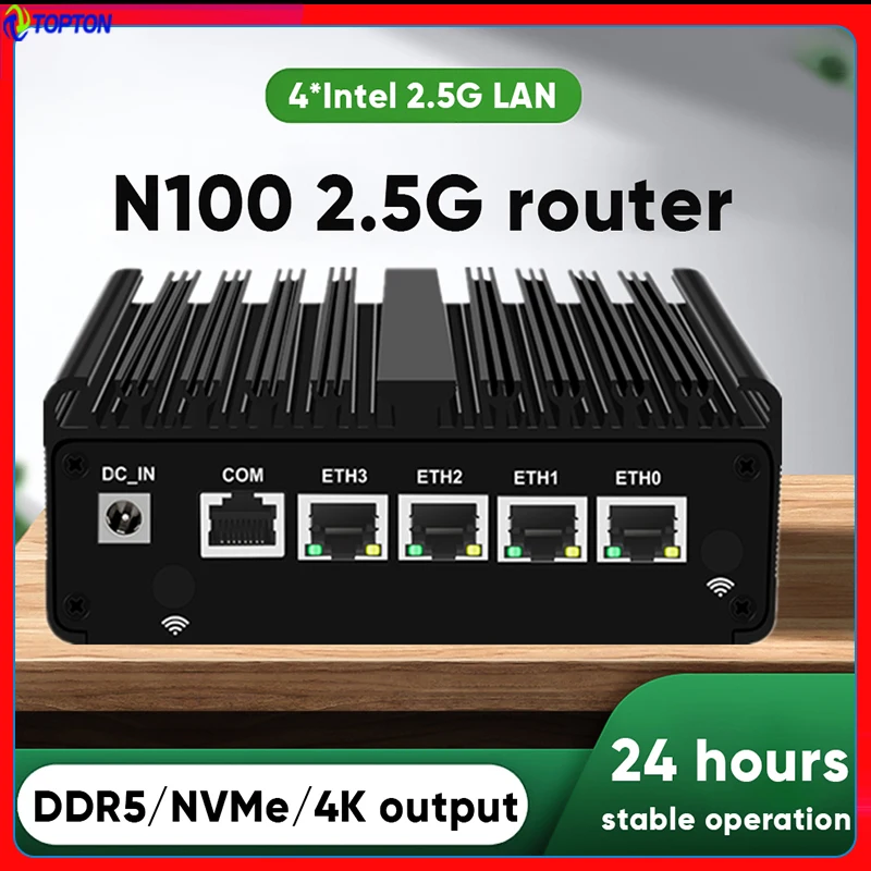 4x 2.5G i226 i225 LAN 12th Gen Fanless Mini PC Intel N100 N5105 Soft Router Firewall NVMe Industrial HDMI2.0 OPNsense PVE ESXi