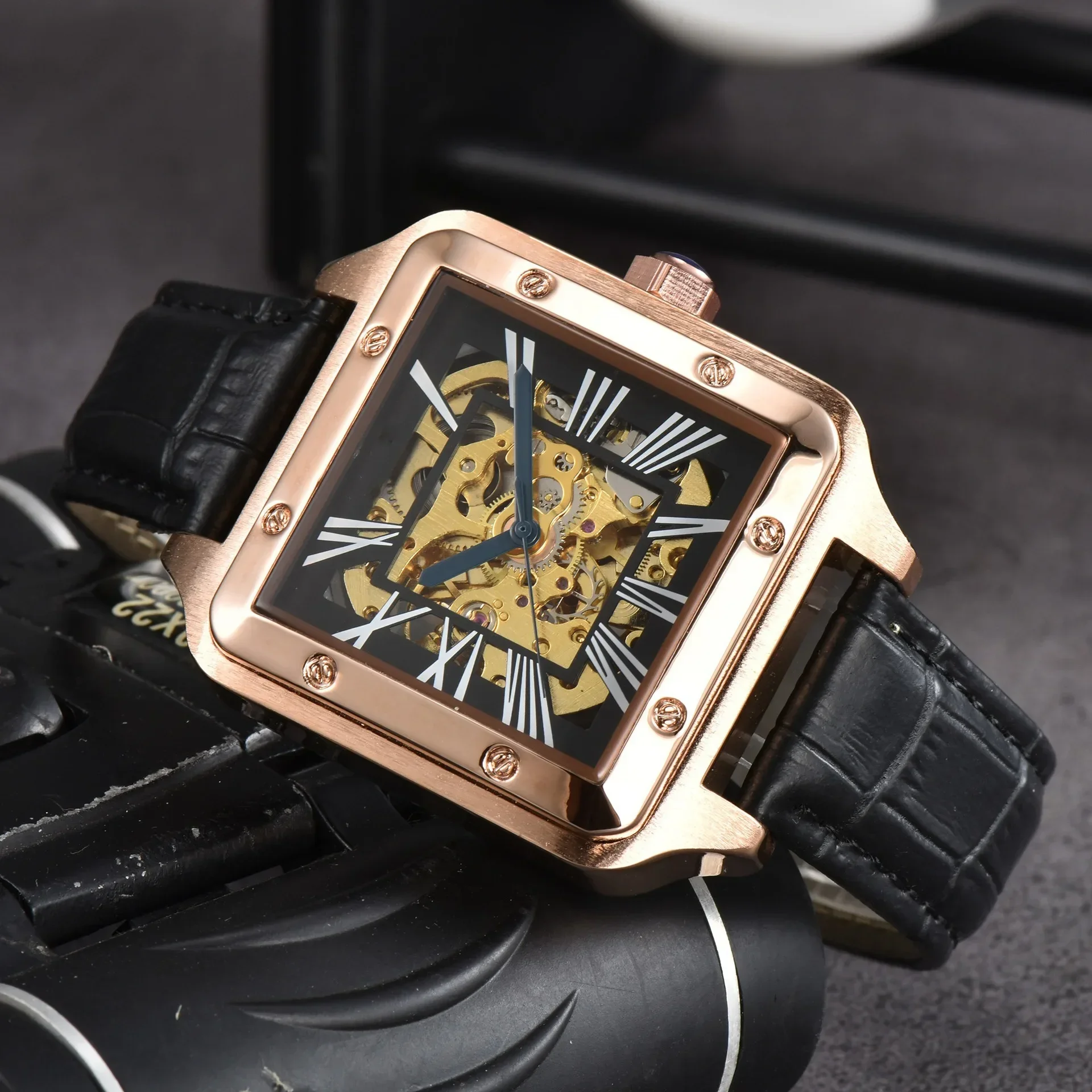 2025 New Fashion Watch Skeleton Mechanical Automatic Waterproof Watches for Mens Watches Silicone Strap