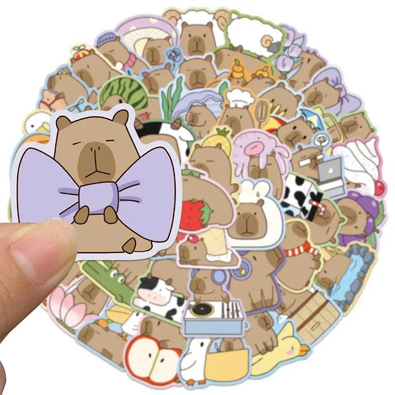 

50PCS Capybara Stickers Cute Brown Cartoon Animal Vinyl Waterproof Decals for Scrapbook Water Bottle Laptop Aesthetic Stickers