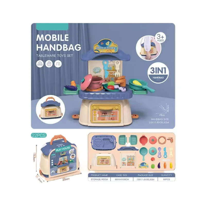 Caja de almacenamiento portátil para niños, casa educativa, juguete de regalo, accesorios de cocina para niñas, juego médico de maquillaje, juguete para regalo