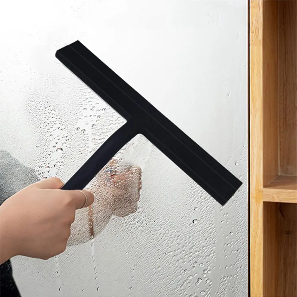 

Matte Black Shower Squeegee Streak Free With Handle Window Scraper Hanging Holder Silicone Material Silicone Squeegee