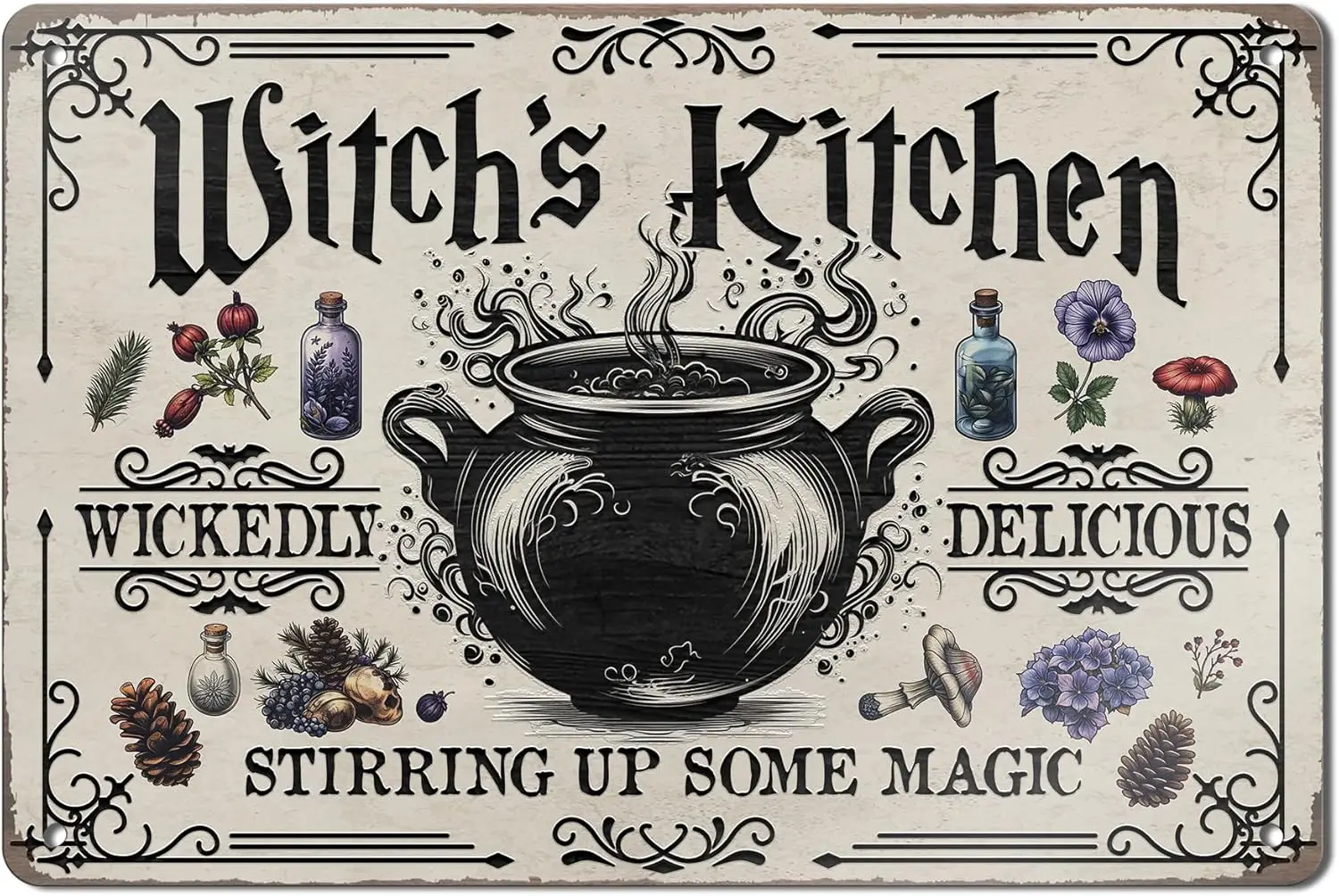 Y1,Kitchen Sign, Witch Kitchen Sign Stirring Up Some Magic, Hanging Decoration, Wall Decor Signs Decoraions