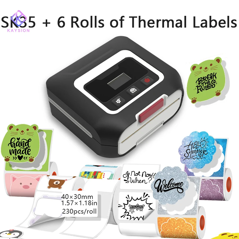 Термопринтер этикеток KAYSION для документов/бирки продукты, прозрачный и простой в эксплуатации с помощью 6-рулонной бумаги для этикеток