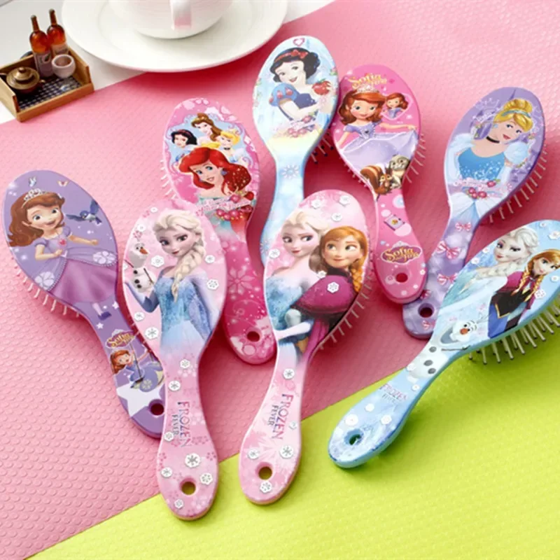 cute new Anime Frozen Comb Kawaii Princess Sofia Air Cushion Hair Comb Cartoon Mickey Girl Comb Children Gifts