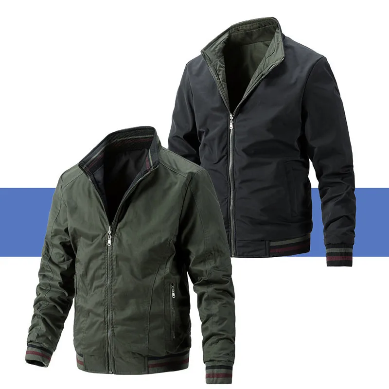 

2022 Stylish Mature Male Jacket Cotton Wash New Luxury Stand Collar Men's Casual Coat Autumn Aesthetic Clothes Cool