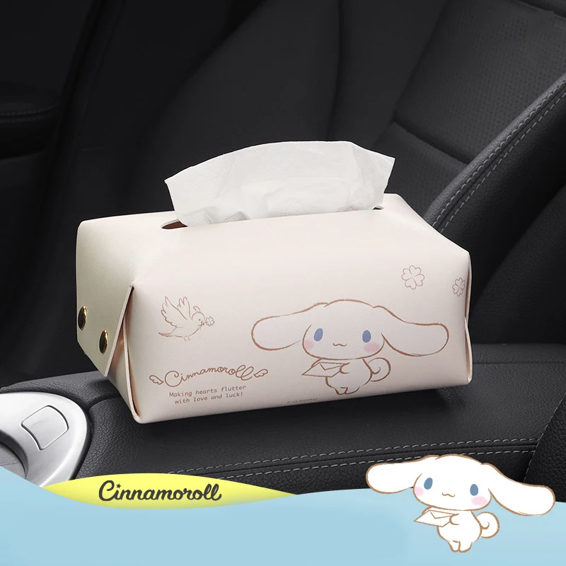 Sanrio Tissue Box Car Headrest Armrest Box Paper Box Car Tissue Storage Cute Cartoon My Melody Cinnamoroll Car Accessories