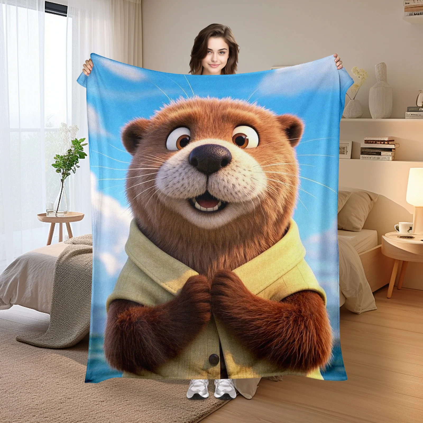 Brown Otter Animal Themed Whimsical Blanket Cute Plush Throw For Cozy Nights Home Decor And Unique Gift Idea For All Ages