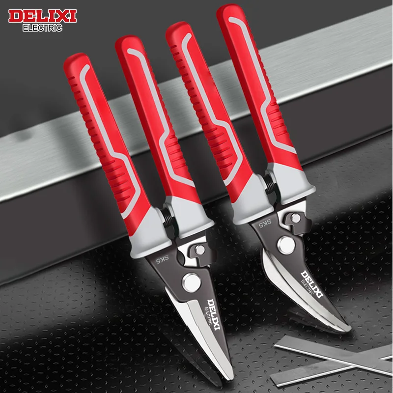 DELIXI ELECTRIC Iron Sheet Scissors，Multifunctional SK5 Steel Industrial Shears Hard and Wear-resistant Iron Cutter Hand Tools