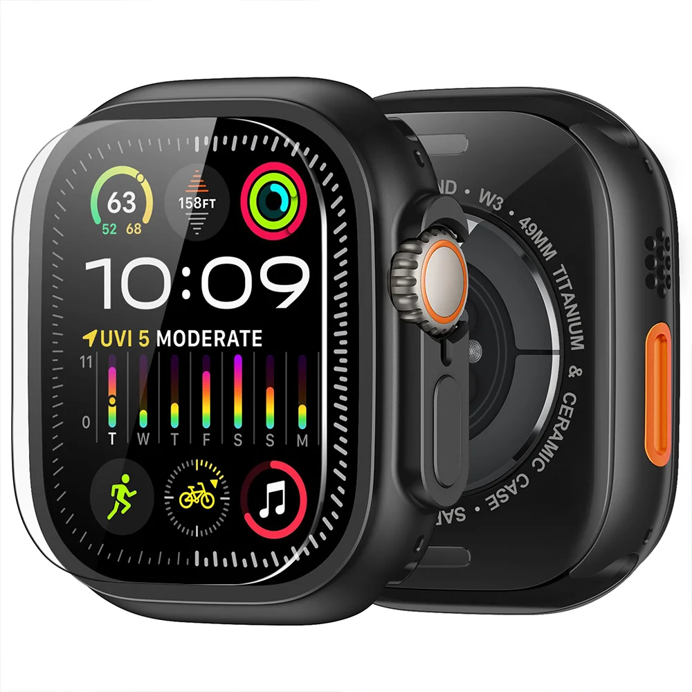 Glas + Gehäuse für Apple Watch Ultra 49 mm Smartwatch PC Bumper Displayschutzfolie Gehärtete Folie Zubehör für Apple Serie 9 Ultra 2