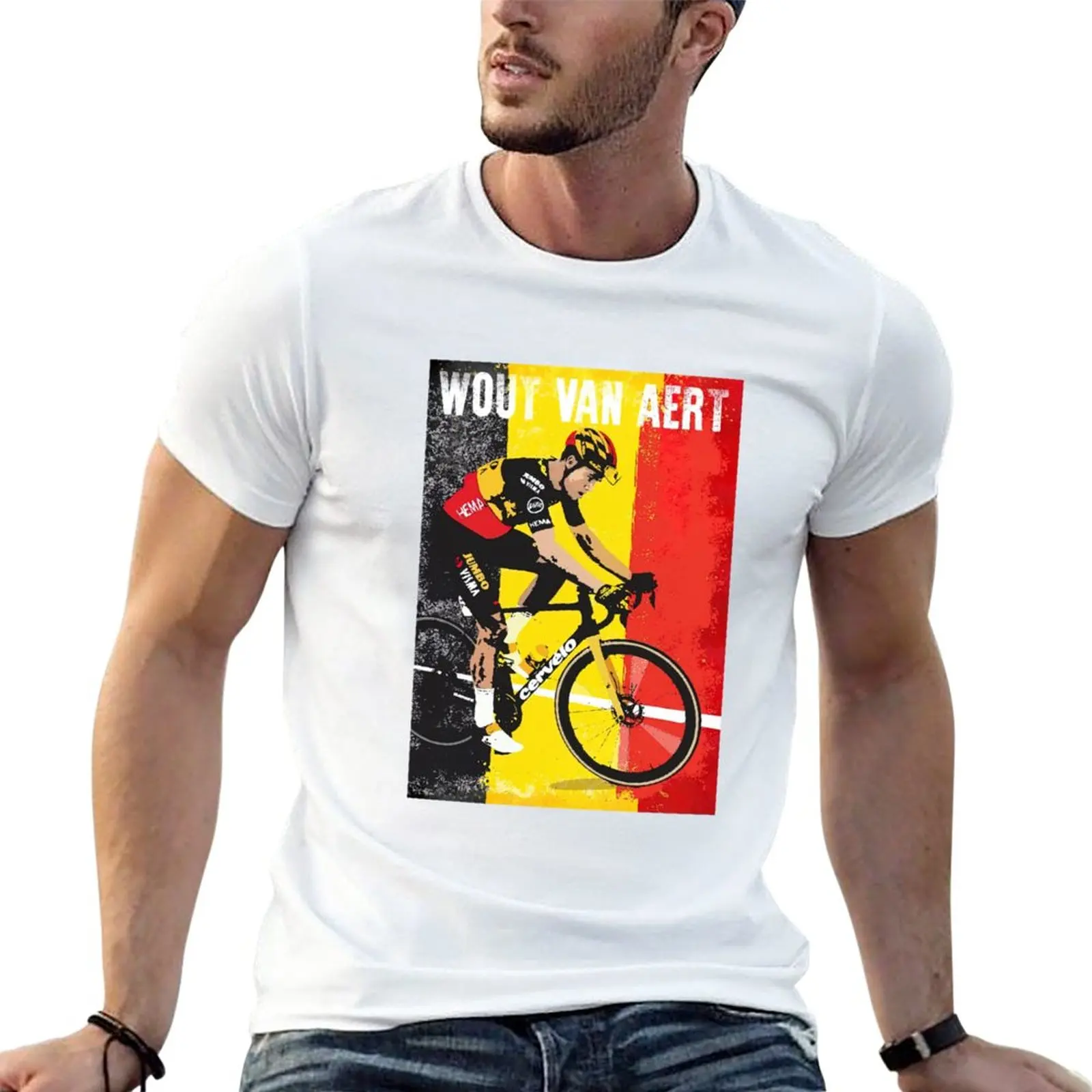 wout van aert art T-Shirt korean fashion blanks mens cotton t shirts