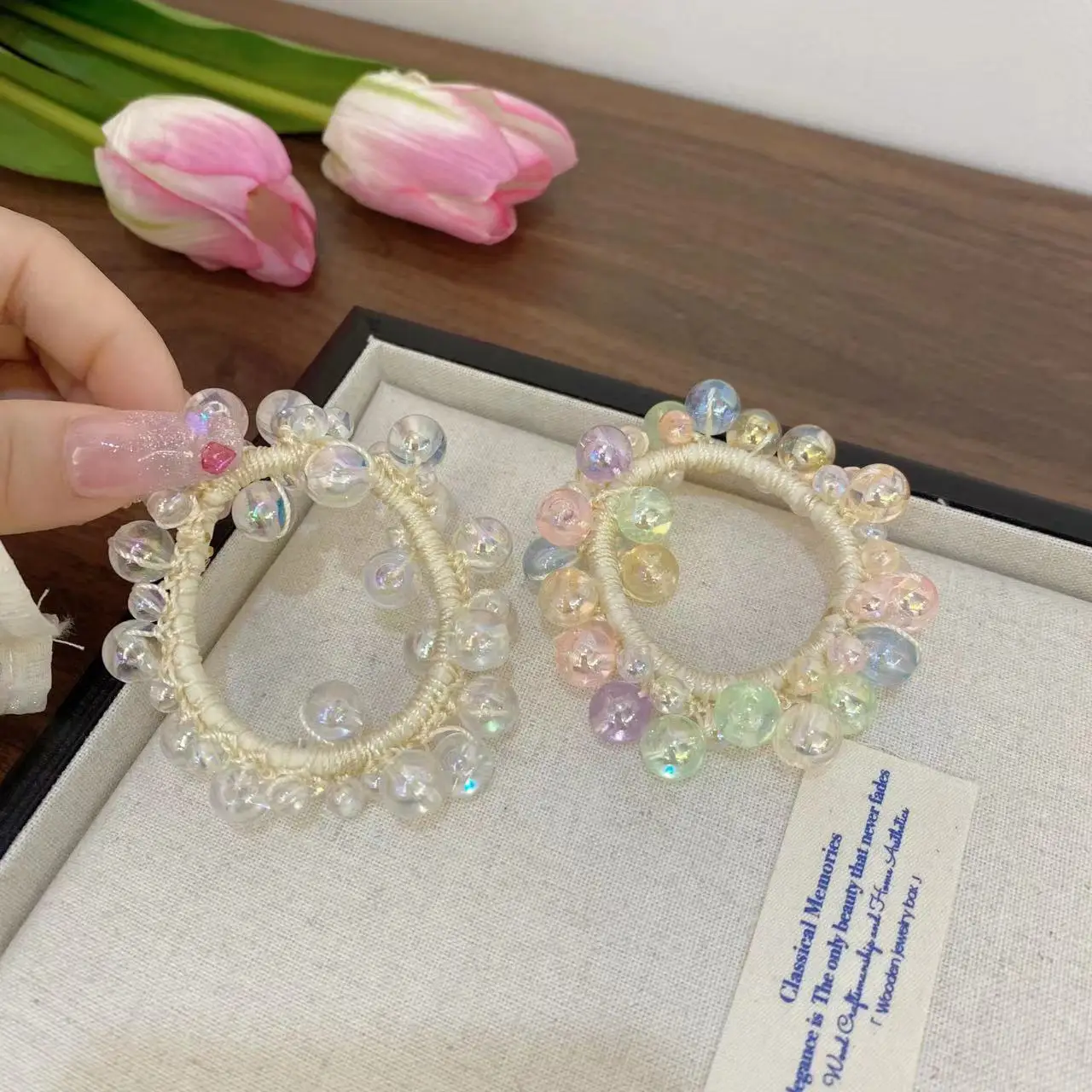 

1pc Pearl Mermaid Beads Hair Tie Lady Elastic Hair Rope Simple Metal Sheets Scrunchies Ponytail Holders for Women Accessories